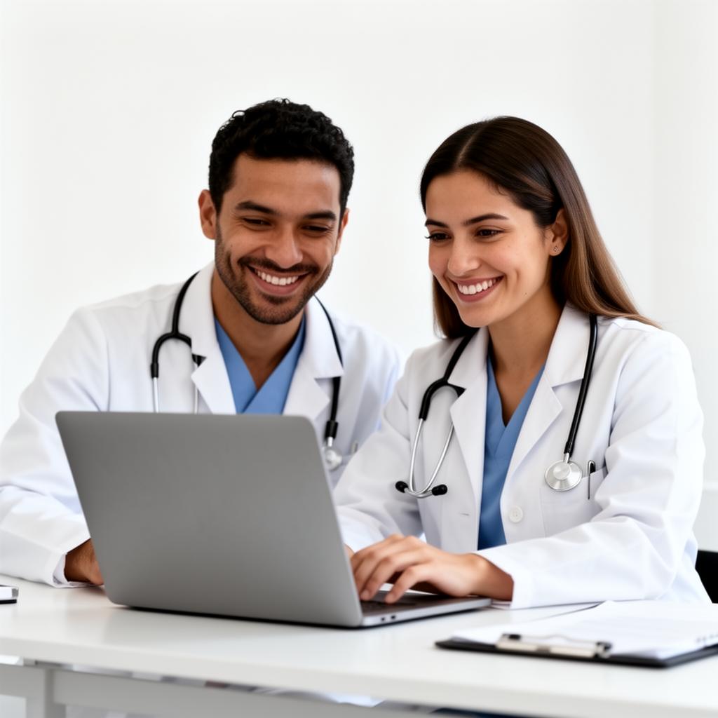 Dos médicos trabajando en su producto digital